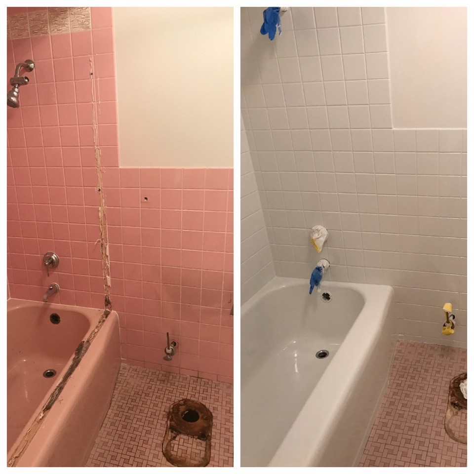 pink tile wall
